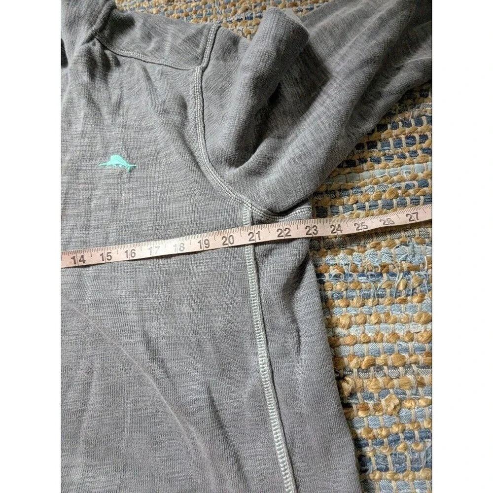 Tommy Bahama Gray Full Zip Jacket L Pima Cotton Contrast Stitching 2010s Casual
